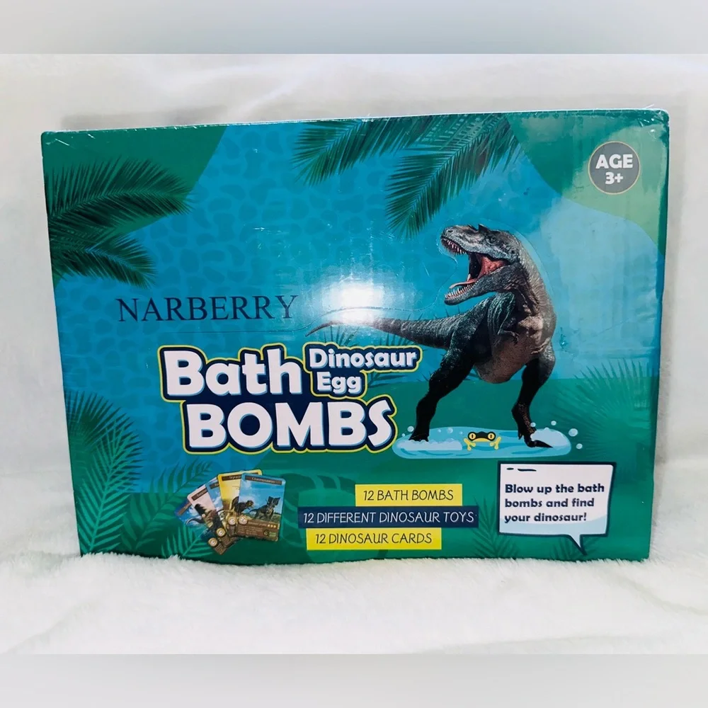 New in Box 12pc kids bath bomb dinosaur set